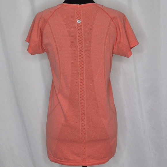 Lululemon Run Womens Swiftly Tech V Neck Short Sleeve Heathered Orange - Size 10 - Picture 4 of 11